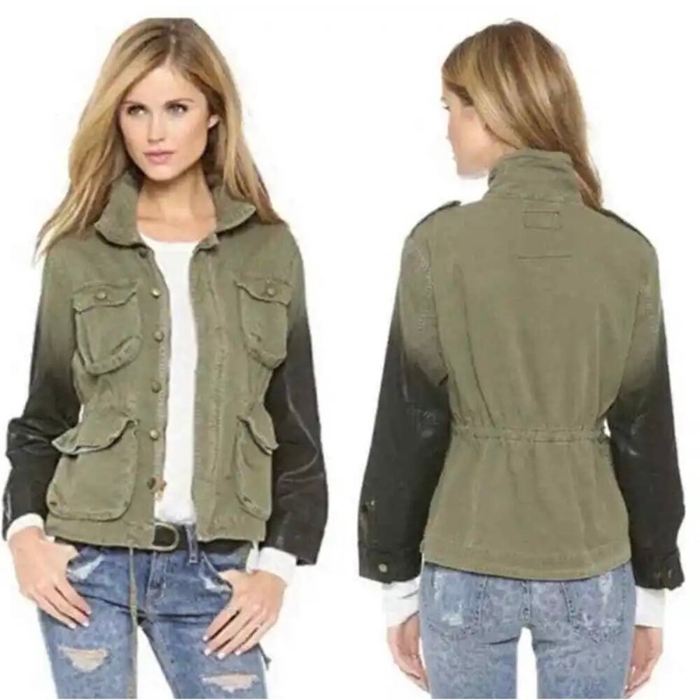 Current/Elliott The Lone Soldier Jacket w/ Ombre black Sleeves Large
